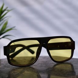 Garry Gobbs Unisex Yellow Lens & Black Square Sunglasses with-image-83