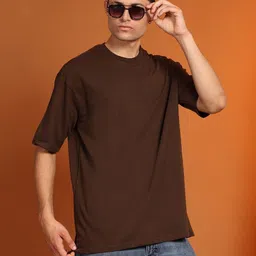 Enciger Men Solid Oversized Cotton T-shirt-image-52