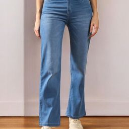 Mast & Harbour Women Wide Leg Light Fade Stretchable Jeans-picture-46
