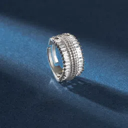 TEEJH Shashi Shine Silver Plated Cubic Zirconia Studded Finger Ring-30
