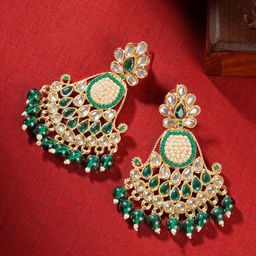 TEEJH Gold Plated Artificial Stones Studded Classic Chandbalis-54