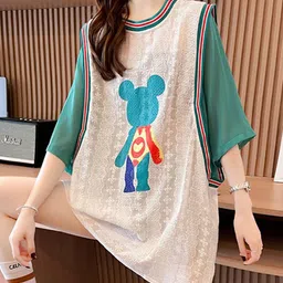 StyleCast x Revolte Women Printed Raw Edge Boxy T-shirt-image-99