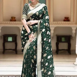GHAN SALS Green Silk Blend Woven Design Sarees-picture-34