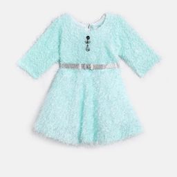 Muhuratam Kids-Girls Sea Green Dresses-34