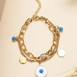 Bohey by KARATCART Women Cubic Zirconia Gold-Plated Charm Bracelet-34