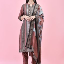 Shree Geometric Printed Liva Straight Kurta & Trousers With Dupatta-image-79
