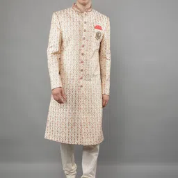 Manish Creations Mandarin Collar Sherwani Set-picture-46
