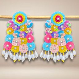 UnfoldSelf Artificial Beads Floral Shaped Drop Earrings-image-71