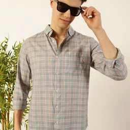 Mast & Harbour Men Premium Tartan Checks Opaque Checked Casual Shirt-picture-0