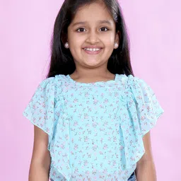 KiddoPanti Girls Floral Printed Flared Sleeves Crop Top-picture-14