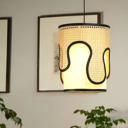 Claymango Hive Brown & Black Textured Cylinderical Hanging Pendant Wooden Ceiling Lamp-18