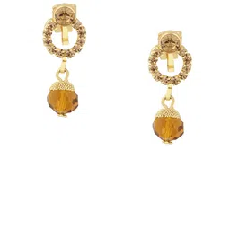 FirstBlush Gold-Plated American Diamond Studded Clip On Circular Drop Earrings-23