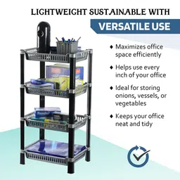Kuber Industries Silver Toned 2 Pcs Self Design Multipurpose 4 Tier Racks For Storage image 3