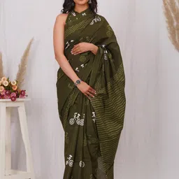 Dastkar Ethnic Motifs Pure Cotton Block Print Saree-picture-23
