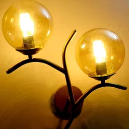 KINIS Gold-Toned & Transparent Spherical Shaped Metal Wall Lamp-30