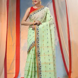 DESH BIDESH Ethnic Motifs Woven Design Pure Cotton Saree-image-87