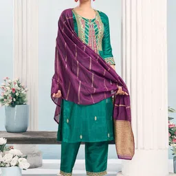 KALINI Women Ethnic Motifs Embroidered Regular Sequinned Kurta with Trousers & With Dupatta-35