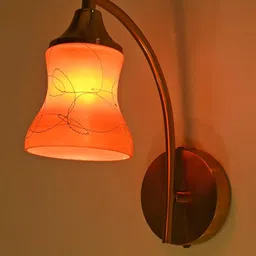 SOMIL Orange & White Printed Glass Cylinder Shaped Wall Lamp-26