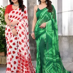 Moda Rapido Pack Of 2 Geometric Printed Pure Georgette Saree-picture-1