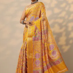 Libas Ethnic Motifs Zari Silk Blend Handloom Saree-picture-37
