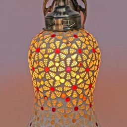 SOMIL Multicoloured Cylinder Shaped Floral Printed Glass Wall Lamp-2