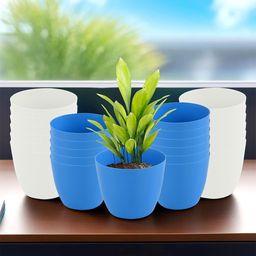 Kuber Industries Blue & White 24 Pieces Lightweight Planters-25