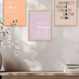 Kotart Brown & Purple 3 Pieces Motivational Quote Printed Wooden Wall Arts-picture-26