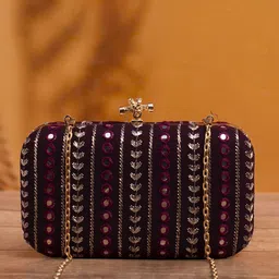 ARTKLIM Women Threadwork Embroidered Purse Clutch-46