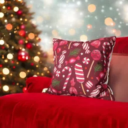 LUSHLYF Sweet Treats Red & White Printed Velvet Square Cushion Covers-image-40