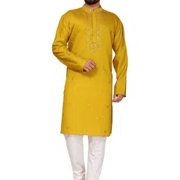 Moda Rapido Embellished Mandarin Collar Cotton Silk Kurta-picture-42