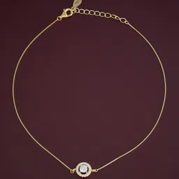 Kushal's Fashion Jewellery Sterling Silver Artificial Stones Gold-Plated Anklet-16
