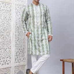 Jompers Men Embroidered Regular Sequinned Kurta with Pyjamas image 1