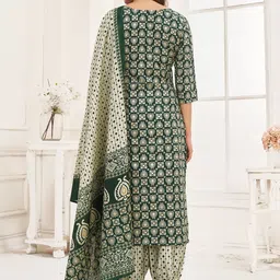 MOJILAA Women Printed Regular Sequinned Kurta with Trousers & With Dupatta image 3
