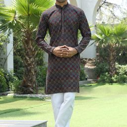 KRAFT INDIA Men Geometric Printed Kurta with Pyjama-15