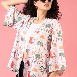 V-Mart Floral Printed Three-Quarter Sleeves Open Front Shrug-picture-9