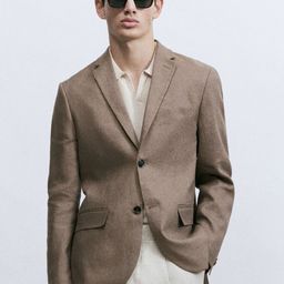 H&M Slim Fit Linen Jacket-image-65