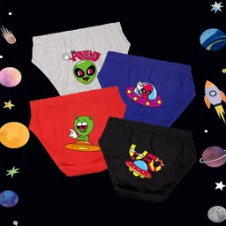 NUSYL Boys Pack Of 4 Printed Cotton Basic Briefs NUBCBRFPO4.0065-54