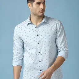 SNX Conversational Printed Spread Collar Cotton Tailored Fit Casual Shirt-image-69