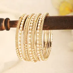 Jazz and Sizzle Set Of 12 Gold-Plated Artificial Beaded Bangles-1