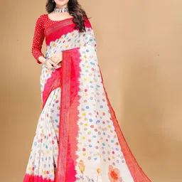 Anouk Floral Zari Linen Blend Saree-8