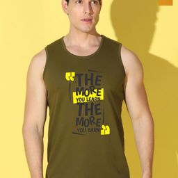 WOOSTRO Pack Of 2 Printed Combed Cotton Gym Vests VWS26(MORE OLIVE)(ENJOY MUSTARD)-image-87