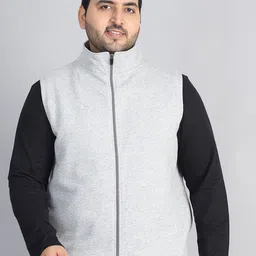 A AND K Men Plus Size Solid Mock Collar Gilet Jacket-picture-17