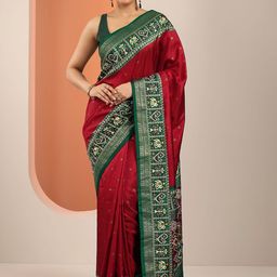 Libas Ethnic Motifs Zari Silk Blend Saree-image-11