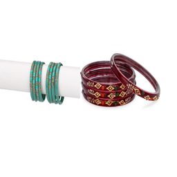SOMIL Set Of 12 Glass Artificial Stones & Beads Bangles-picture-24