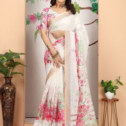 Suha Floral Pure Cotton Saree-image-82