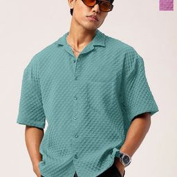 SZN Men Pack Of 2 Standard Relaxed Fit Cuban Collar Textured Casual Shirts-picture-38