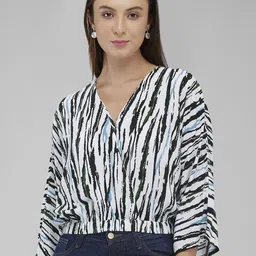 IZEL Women Abstract Printed Regular Top-7