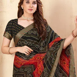 Anouk Rustic Bandhani Print Zari Pure Chiffon Bandhani Saree image 2