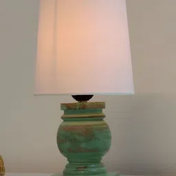 Decorcity White Wood Traditional Frusturical Shaped Table Lamp-picture-24