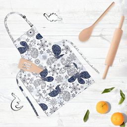 ArtzFolio Kids White & Blue Printed Cotton Aprons-image-65